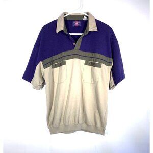 Vintage 90s Safe Harbor Colorblock Polo Mens L Boxy Crop Fit Workwear Dadcore